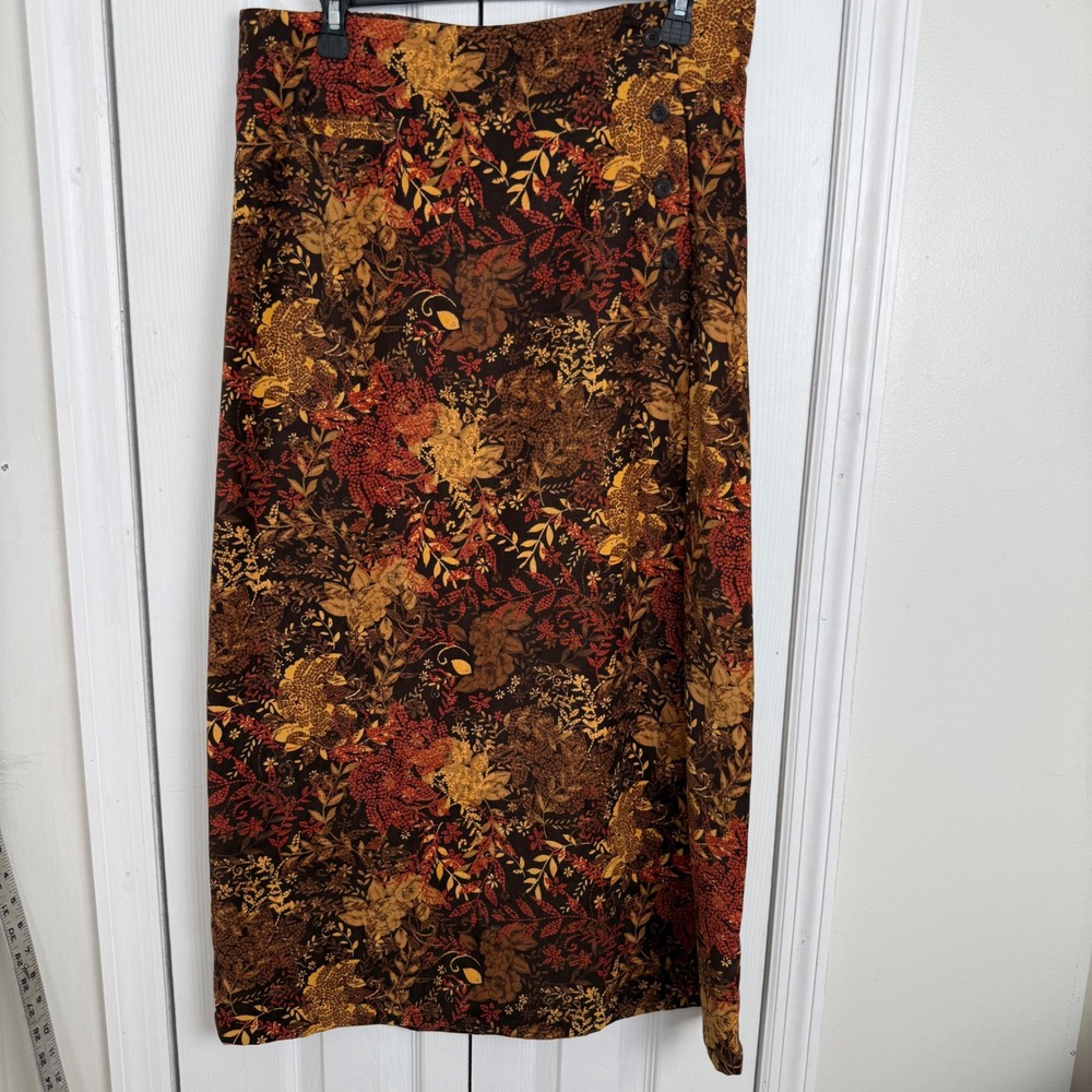 Christopher & Banks Floral Maxi Skirt 12 Brown Earthy Cottagecore Dark Academia